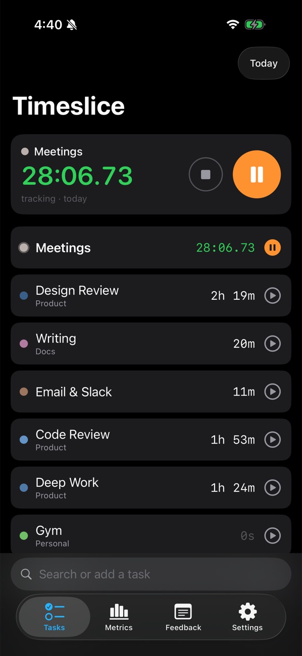 Timeslice on iPhone